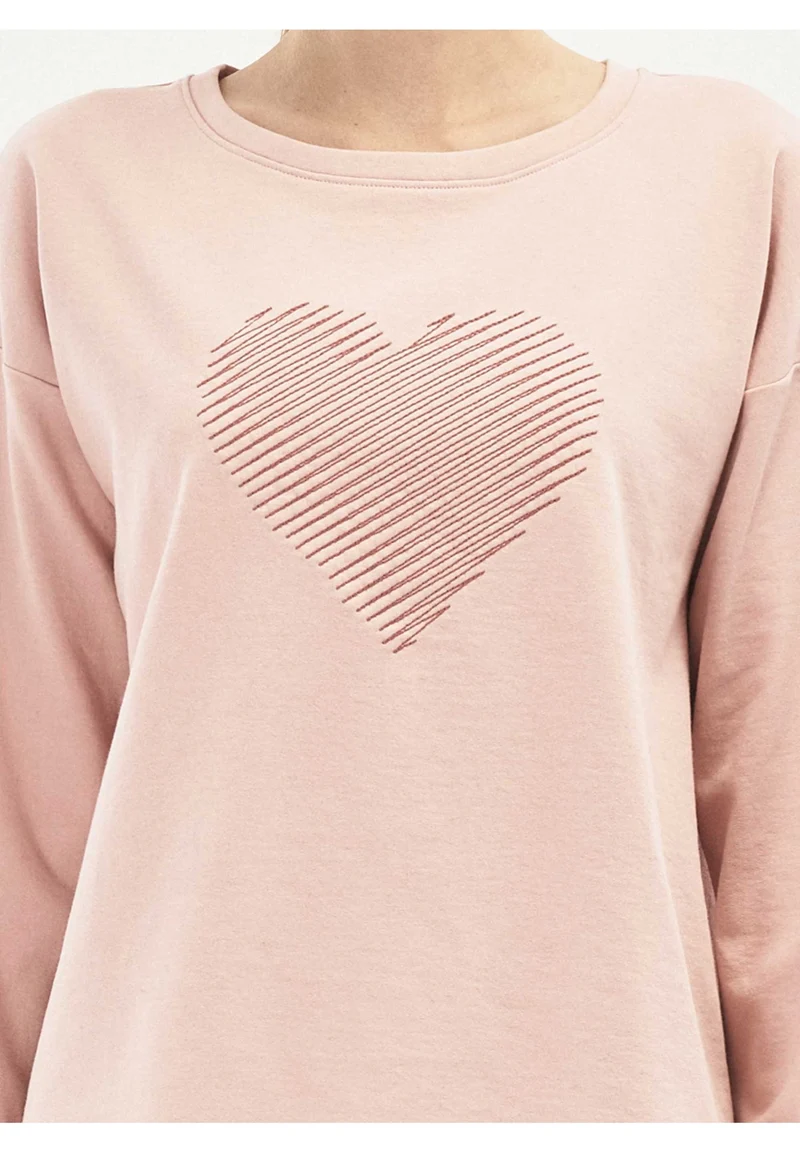 Sweatshirt aus Bio-Baumwolle mit Herz Stickerei