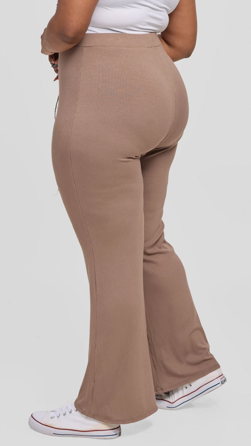 Vivo Studio Flared Pants in Rib - Taupe