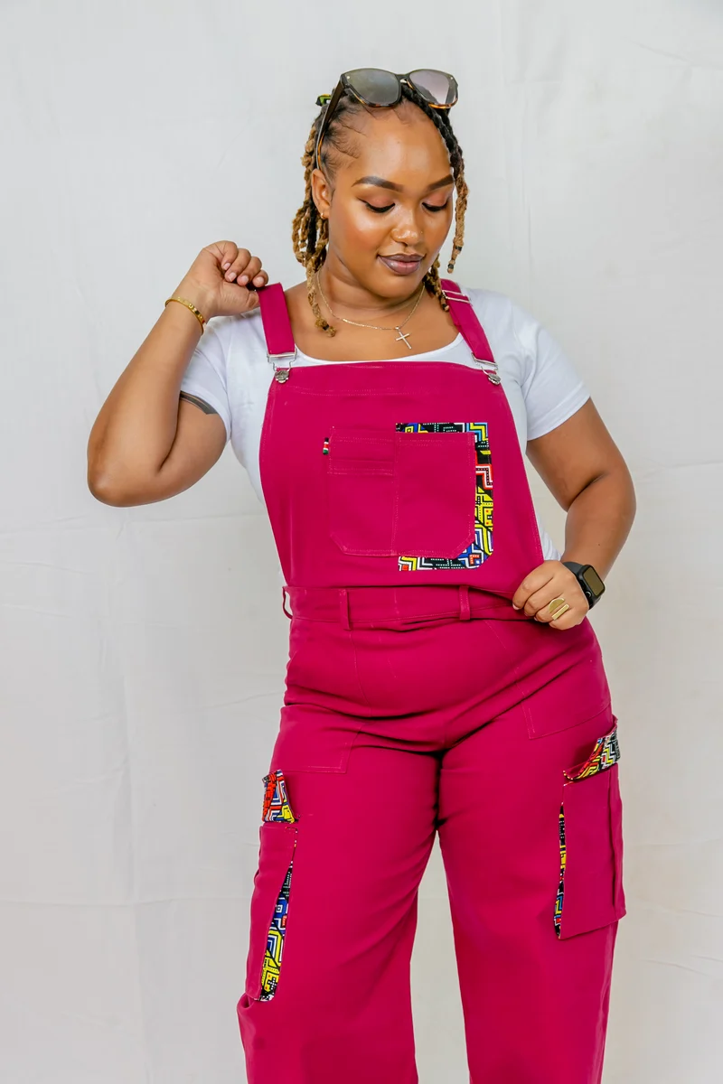 Home of Calor Dungaree Pants - Kente Overall Burgundy