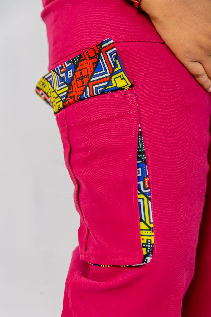 Home of Calor Dungaree Pants - Kente Overall Burgundy