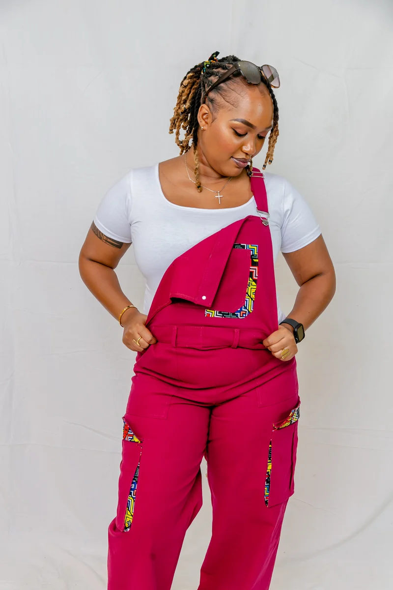 Home of Calor Dungaree Pants - Kente Overall Burgundy