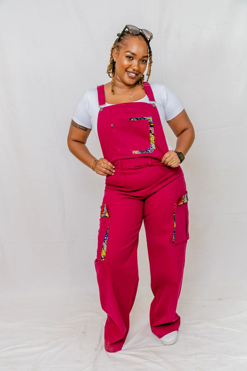 Home of Calor Dungaree Pants - Kente Overall Burgundy