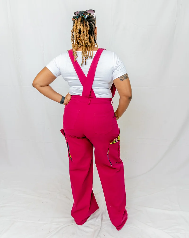 Home of Calor Dungaree Pants - Kente Overall Burgundy