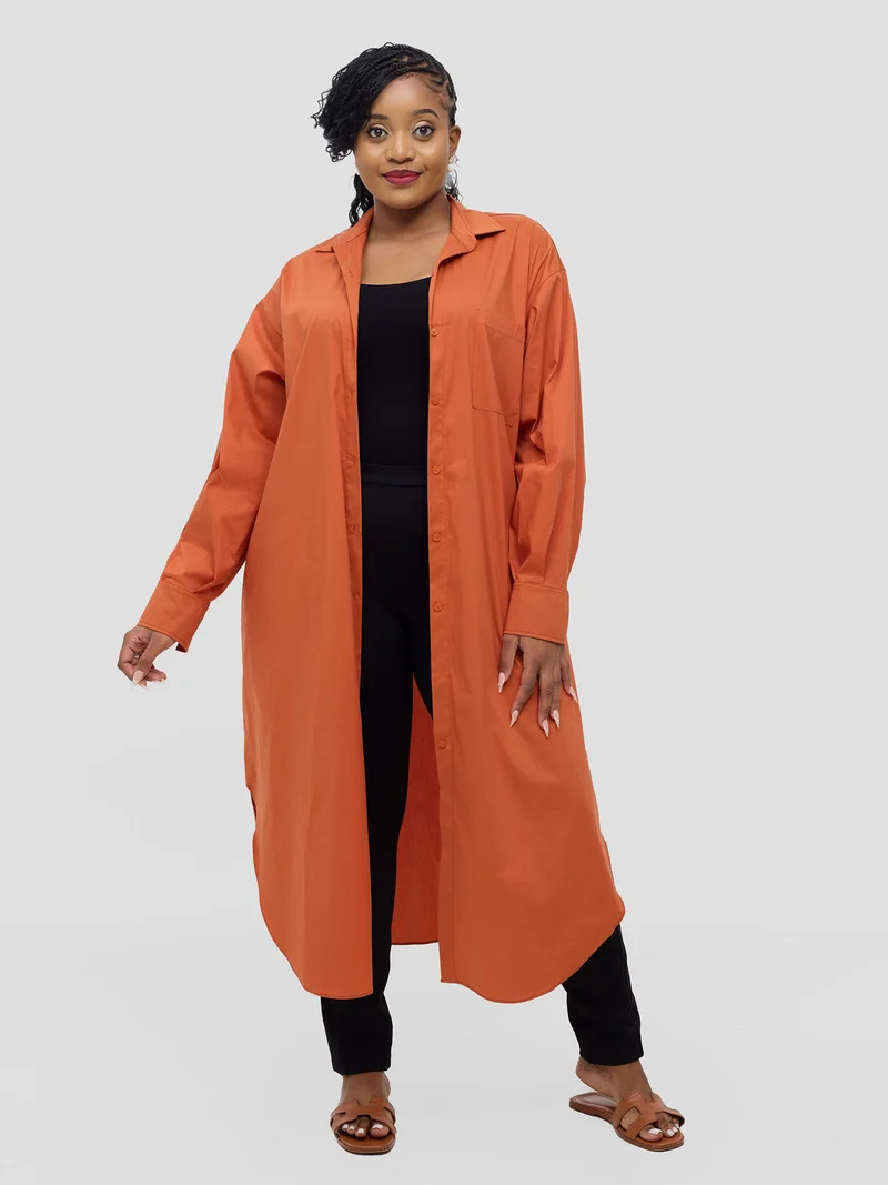 Safari by Vivo Mansi Bishop Sleeve Shacket - Rust