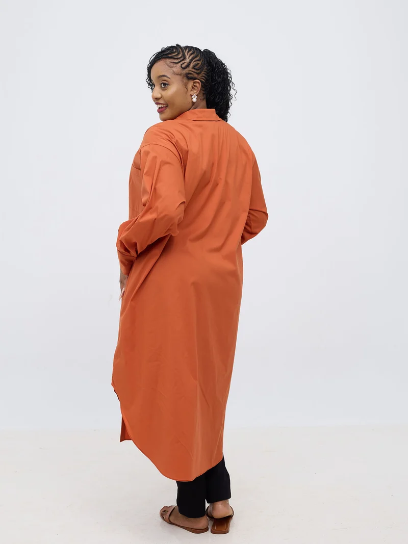 Safari by Vivo Mansi Bishop Sleeve Shacket - Rust