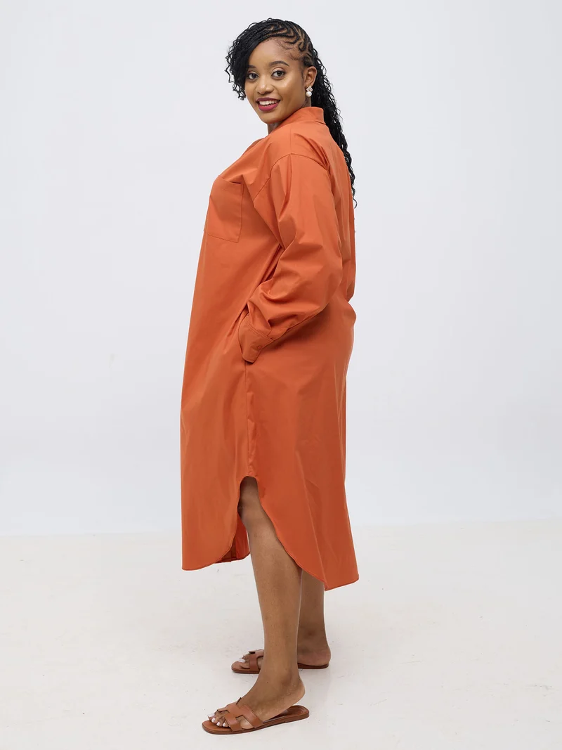 Safari by Vivo Mansi Bishop Sleeve Shacket - Rust