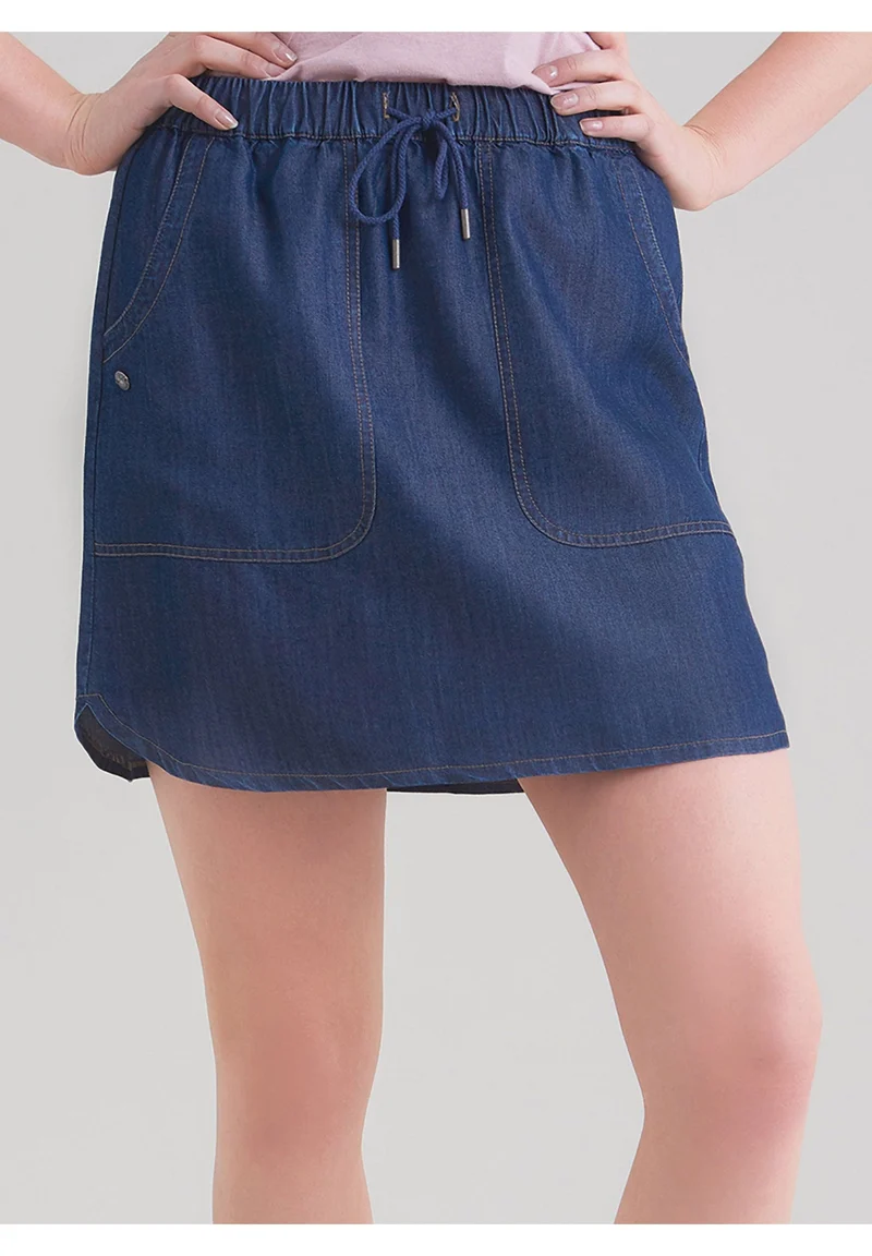TENCEL™ Lyocell Jeansrock mit Kordel und seitlicher Eingriffstaschen