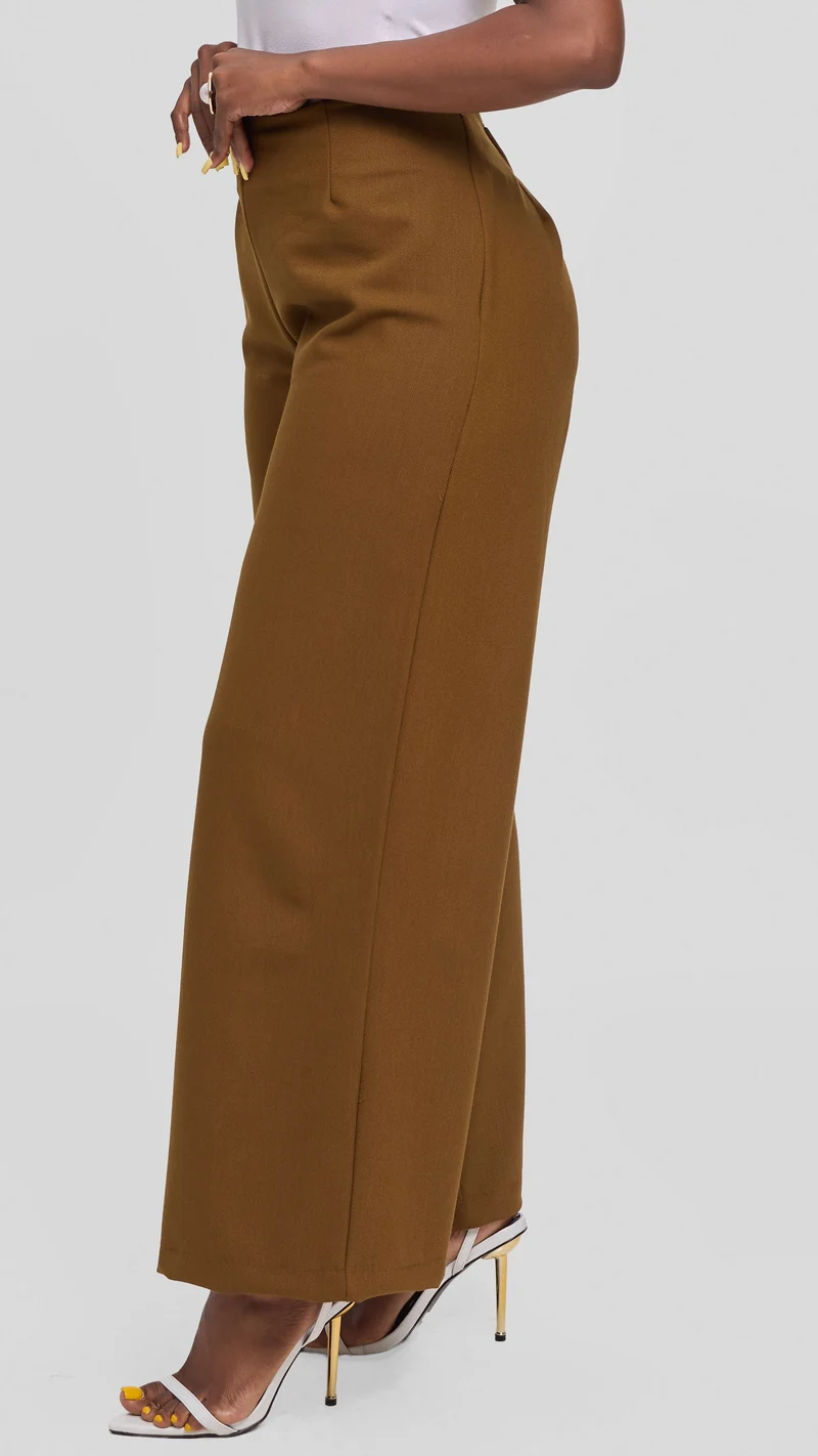 Vivo Diella Wide Leg Pants in Twill - Dark Olive