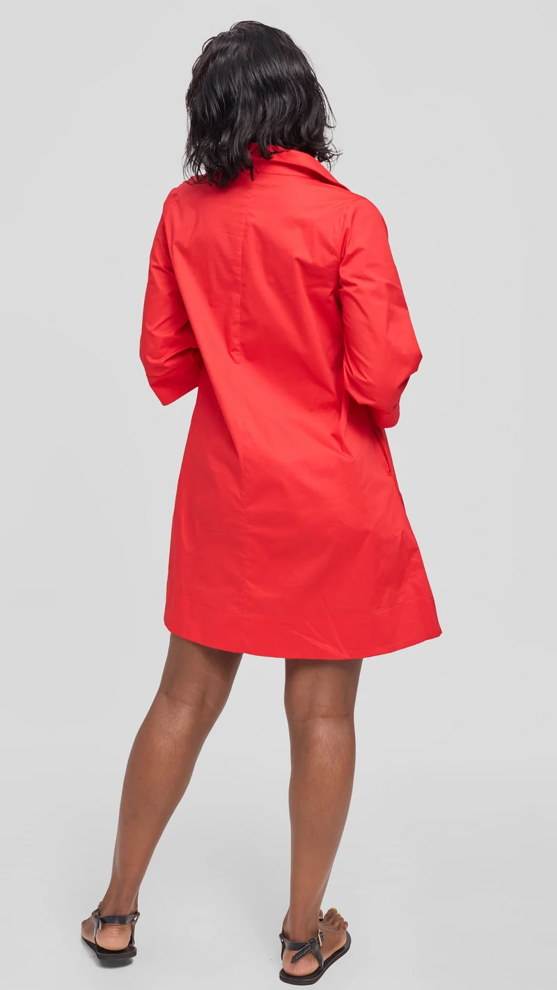 Safari Mansi Wide Hem Tent Dress in Cotton - Red