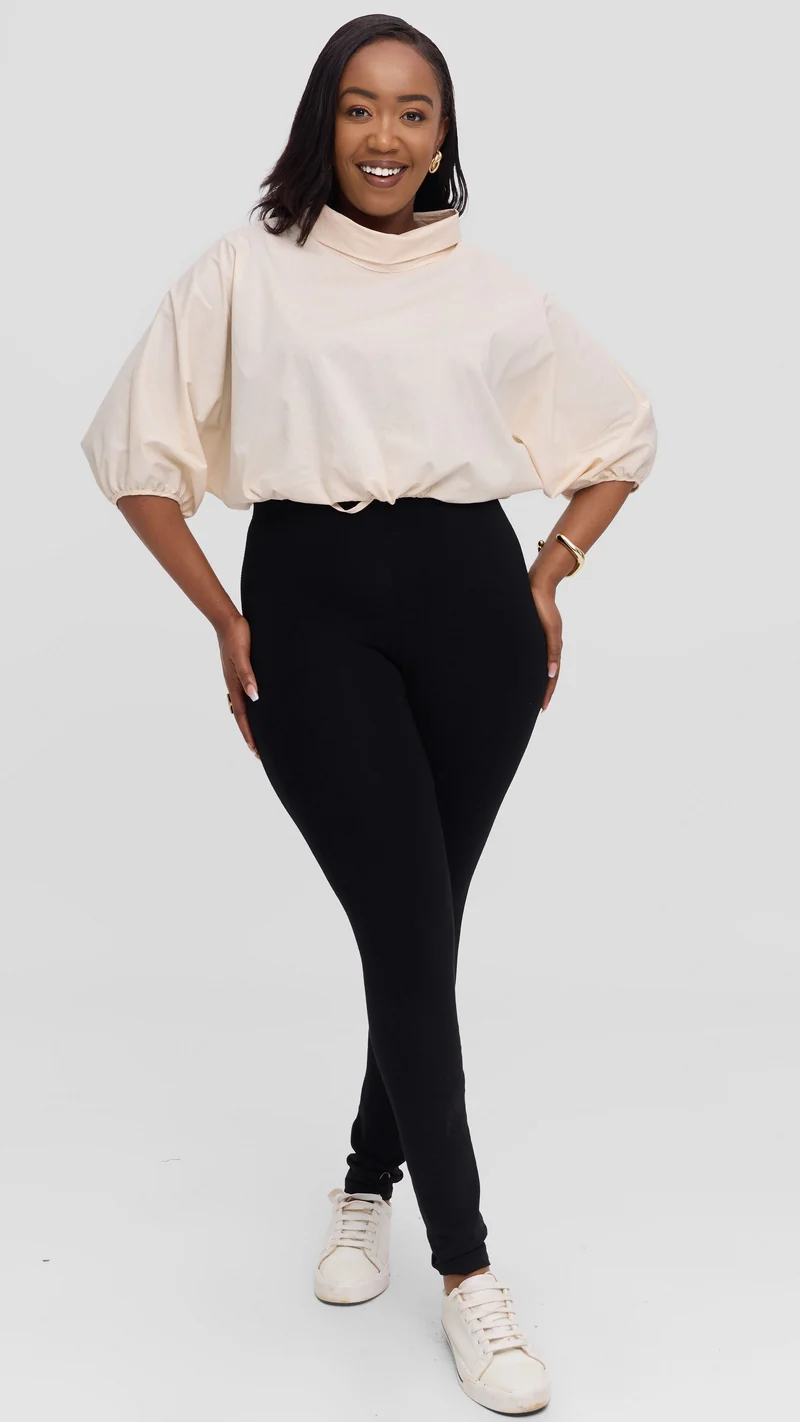 Safari by Vivo Njano Drawstring Top in Cotton - Off White