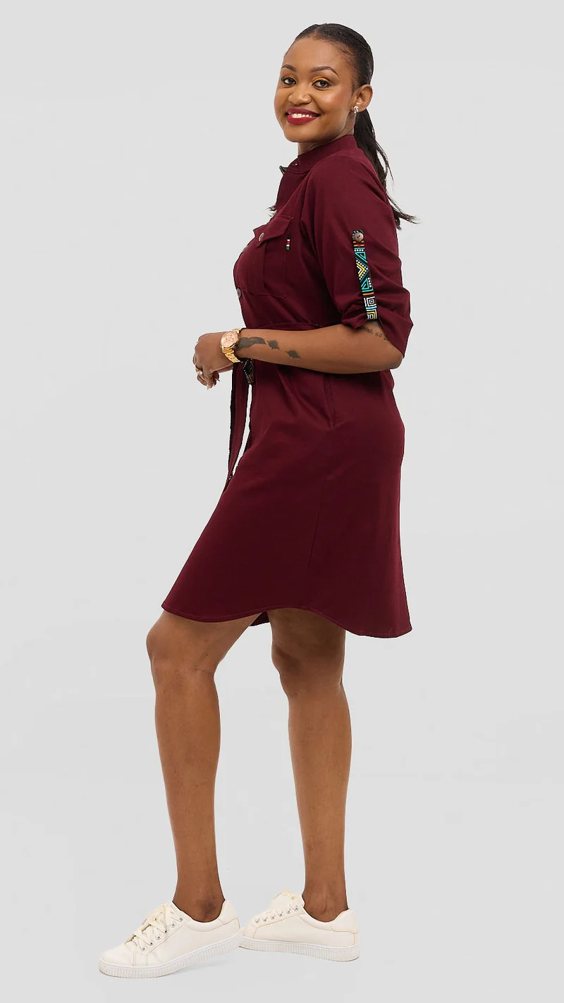 Home of Calor Lulu Shirt Dress - Maroon