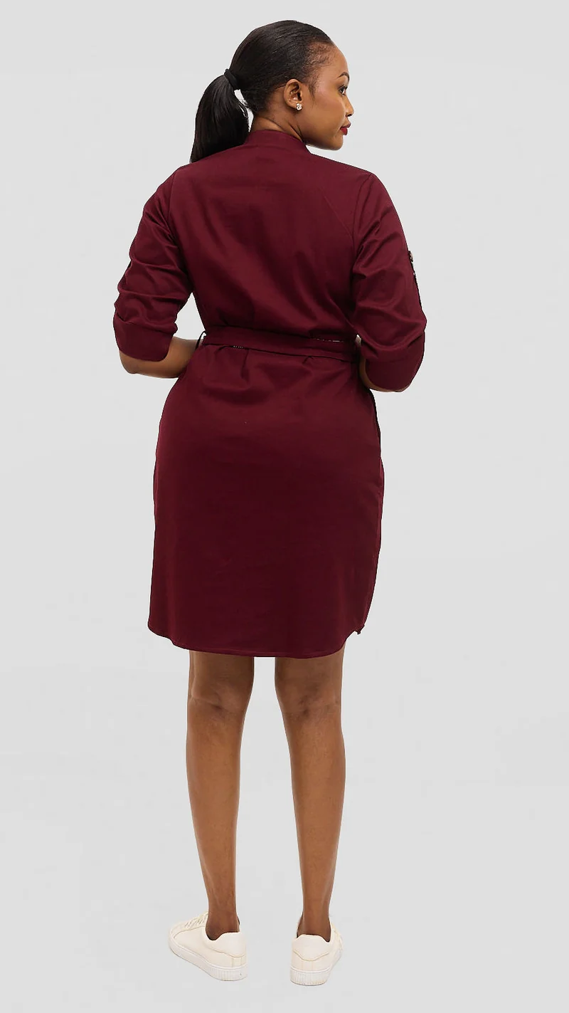 Home of Calor Lulu Shirt Dress - Maroon