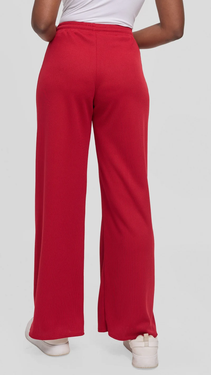 Vivo Ria Drawstring Pants in Stretch Rib - Dark Red