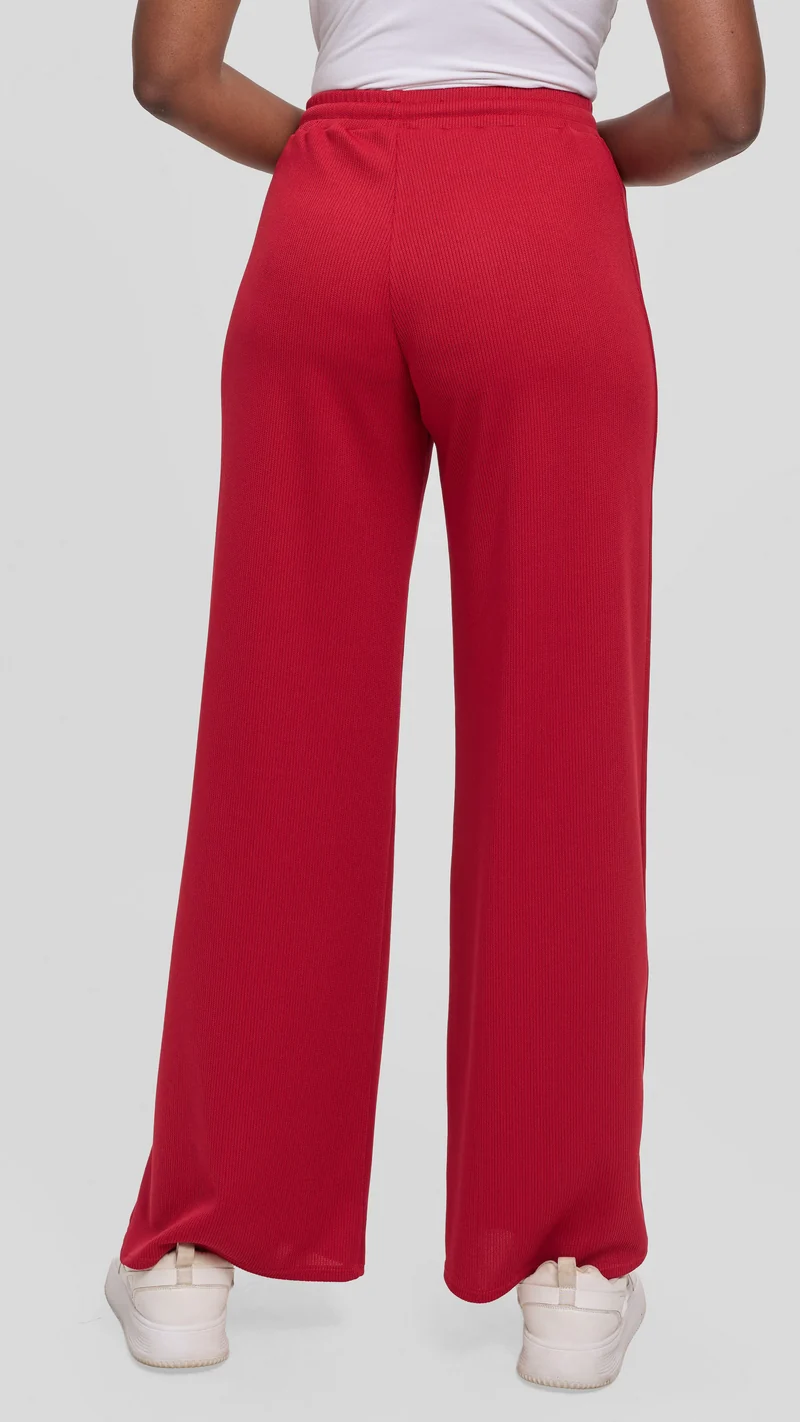Vivo Ria Drawstring Pants in Stretch Rib - Dark Red