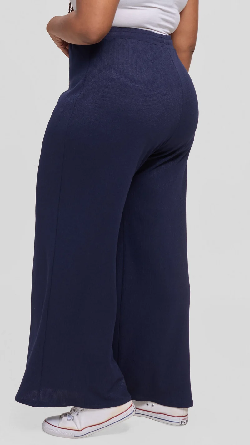 Vivo Ria Drawstring Pants in Stretch Rib - Navy