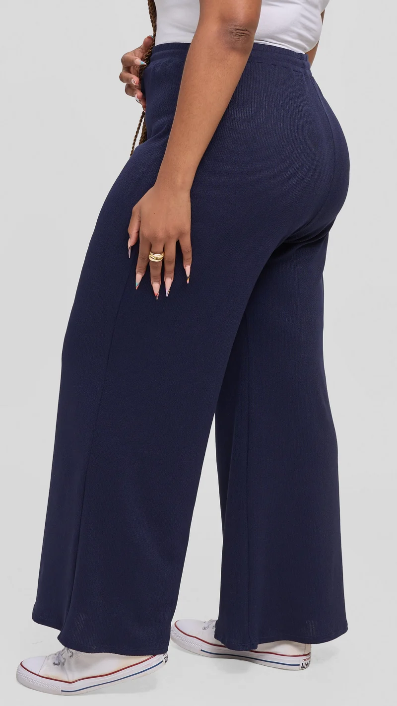 Vivo Ria Drawstring Pants in Stretch Rib - Navy