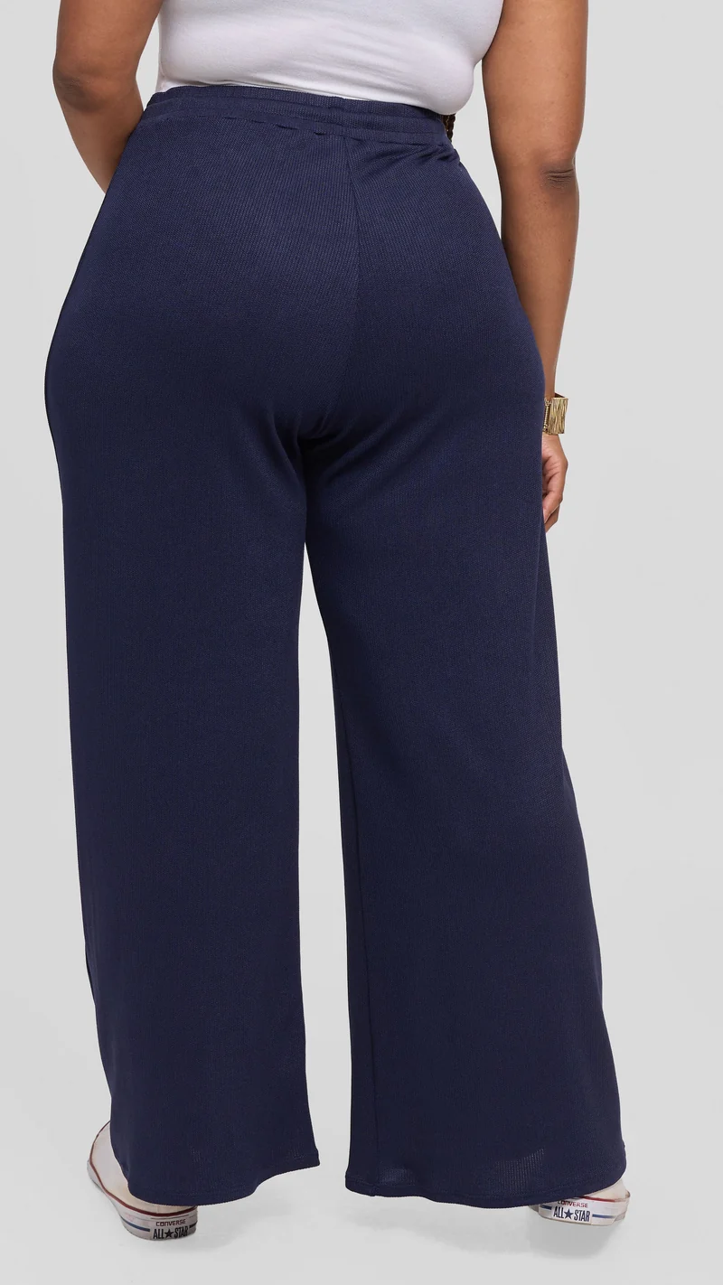 Vivo Ria Drawstring Pants in Stretch Rib - Navy