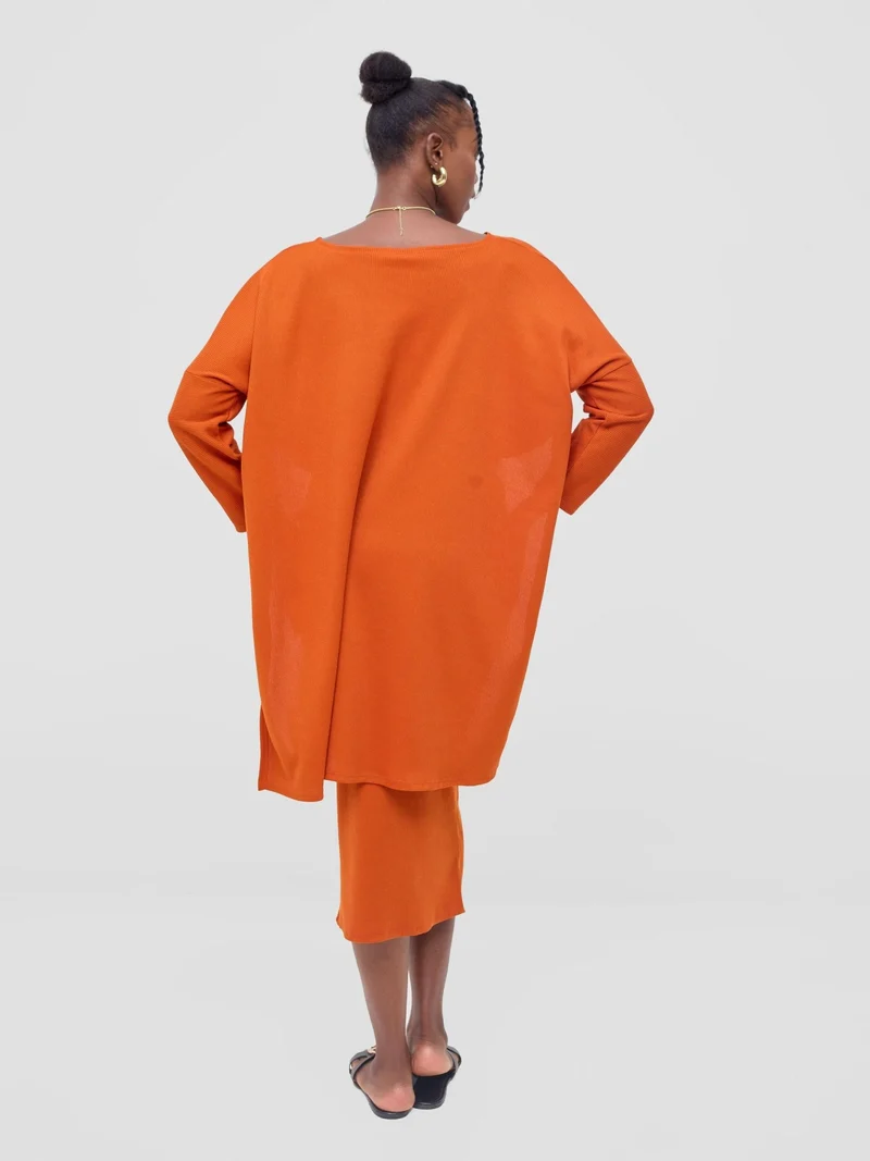 Vivo Safa Sweater in Stretch Rib - Rust