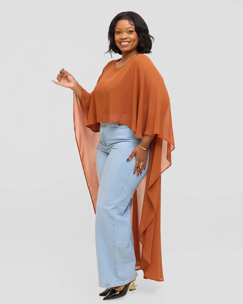 Inroses Monaco Long Kimono Top - Brown