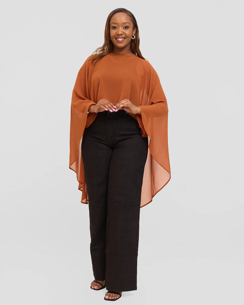 Inroses Monaco Short Kimono Top - Brown