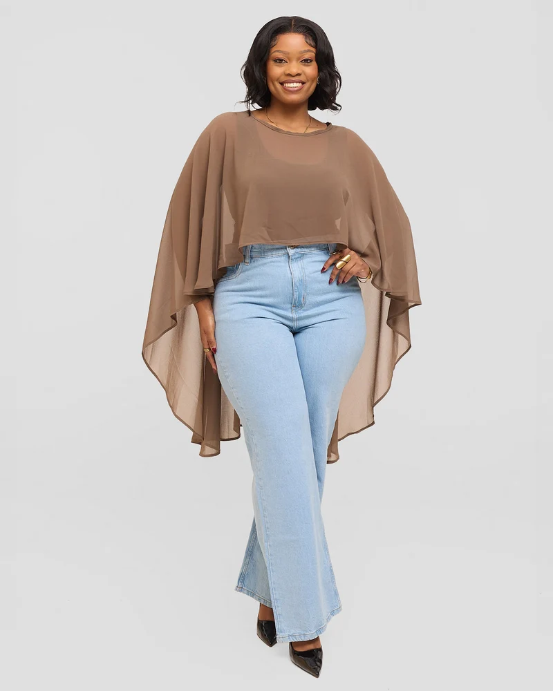 Inrose Monoco Short Kimono Top - Nude