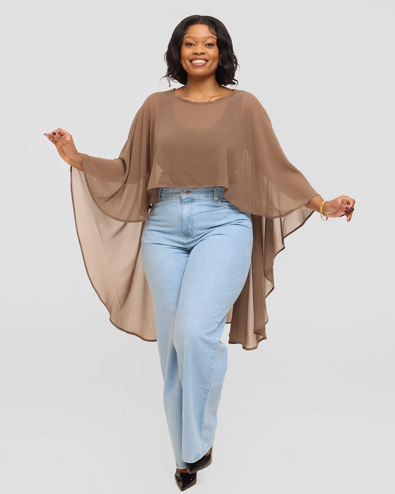 Inrose Monoco Short Kimono Top - Nude