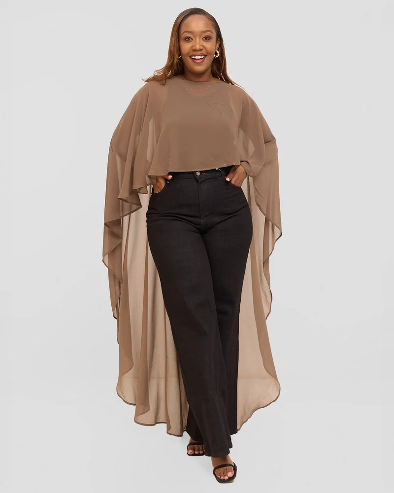 Inrose Monoco Long Kimono Top - Nude