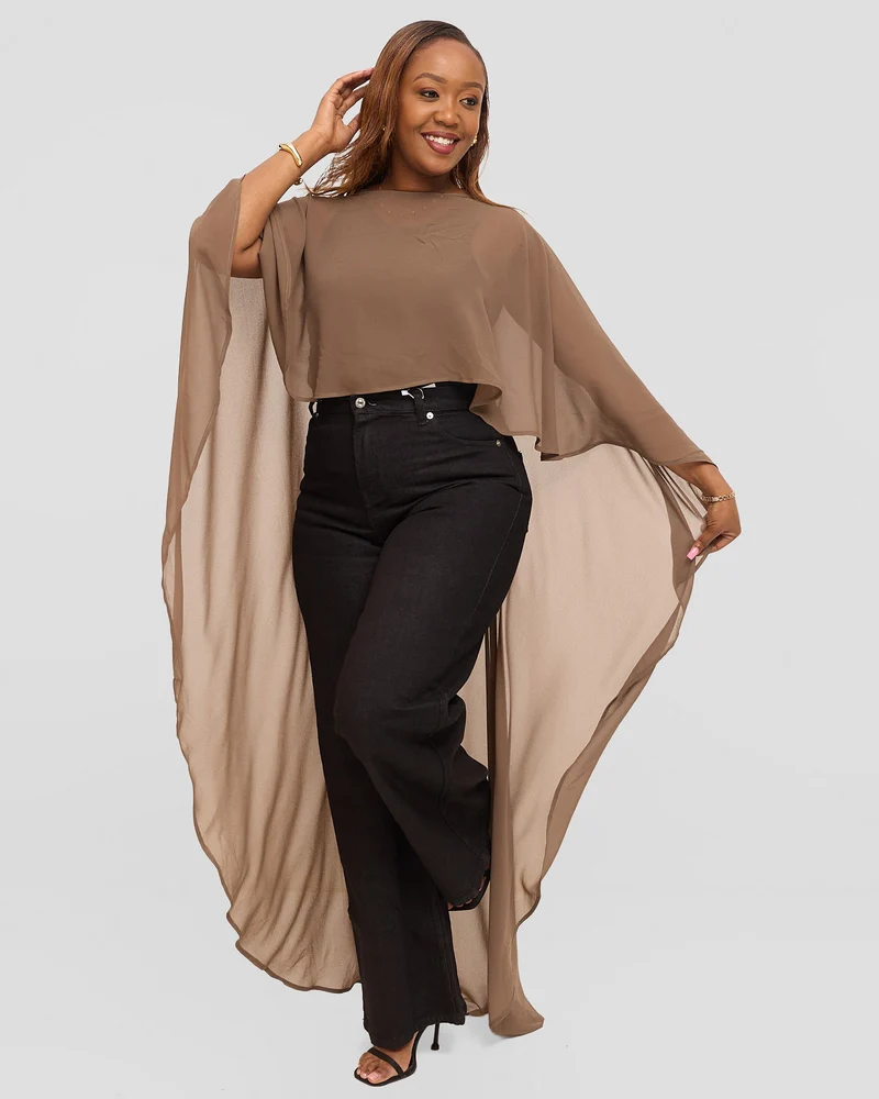 Inrose Monoco Long Kimono Top - Nude