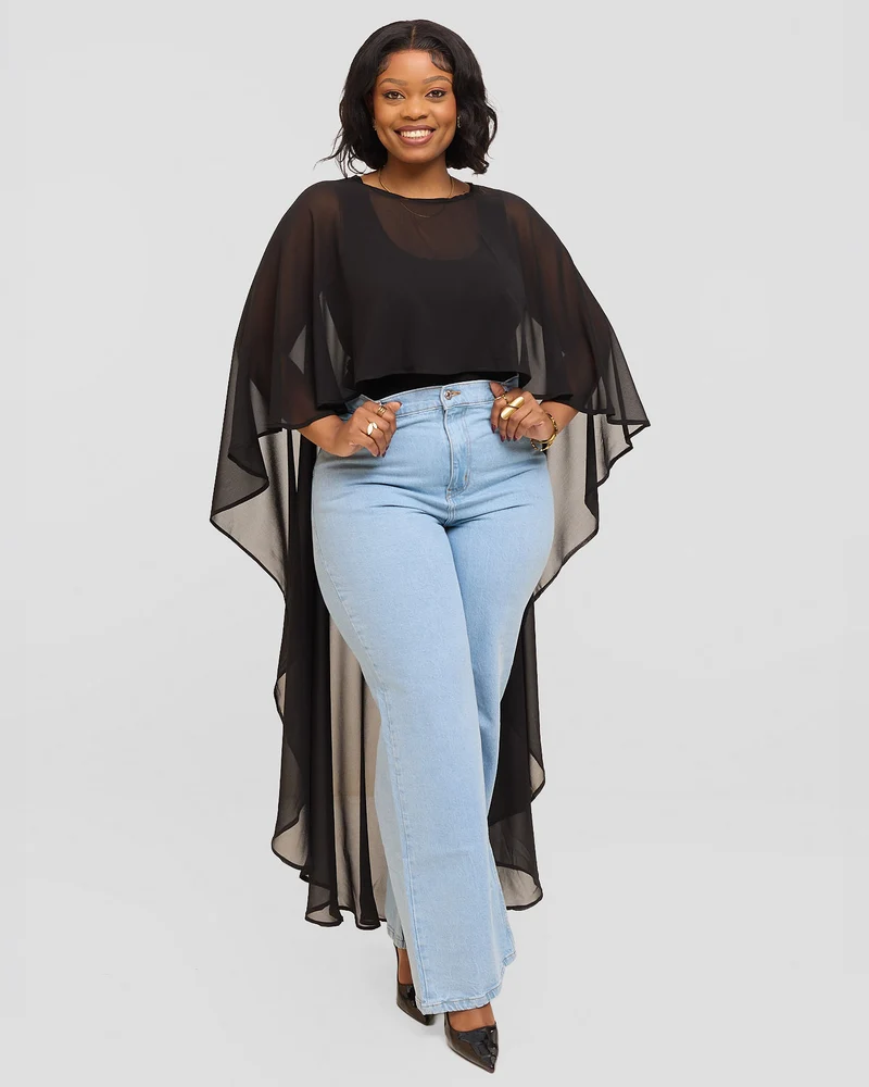 Inroses Monaco Long Kimono Top - Black