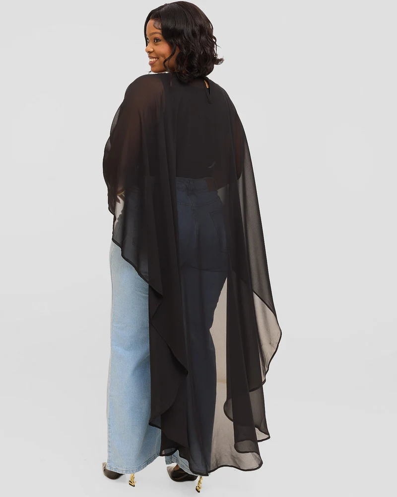 Inroses Monaco Long Kimono Top - Black