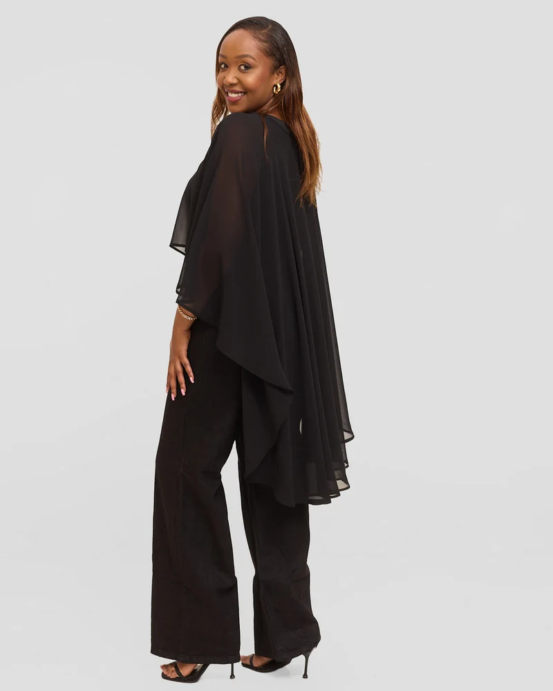 Inroses Monaco Short Kimono Top - Black
