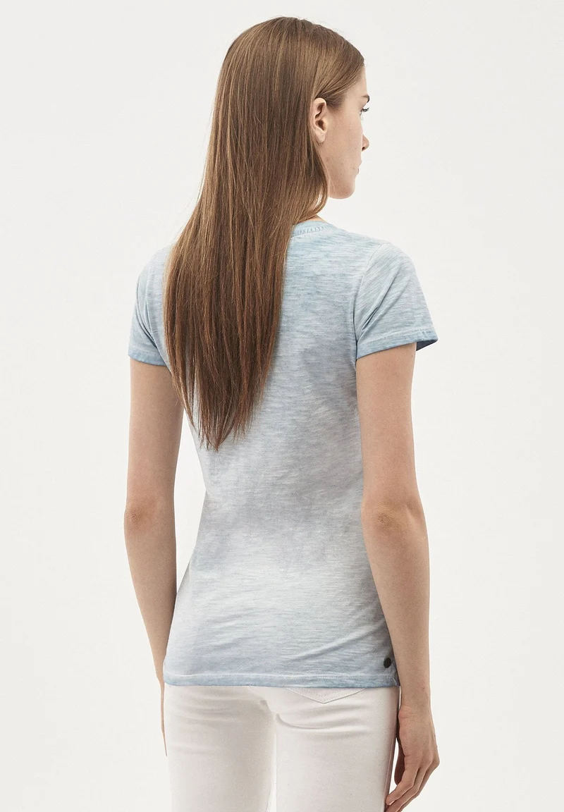 Garment Dyed T-Shirt aus Bio-Baumwolle mit Schmetterling-Print