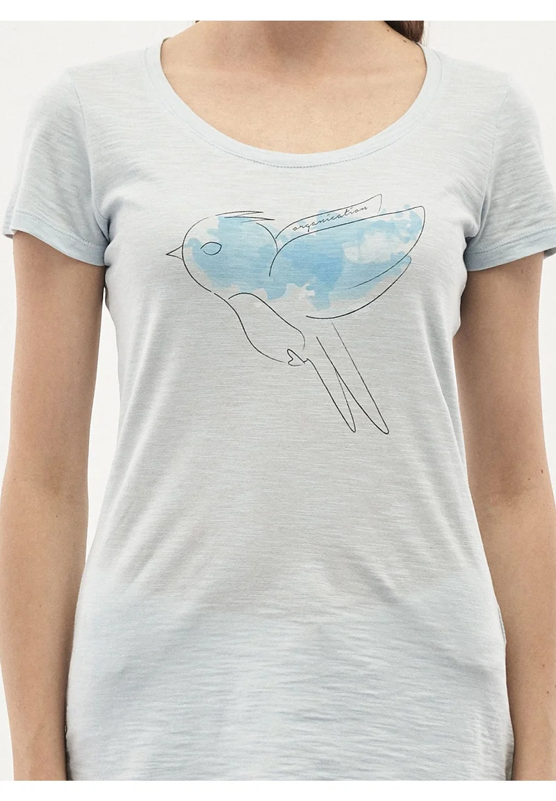 T-Shirt aus Bio-Baumwolle mit Vogel-Print