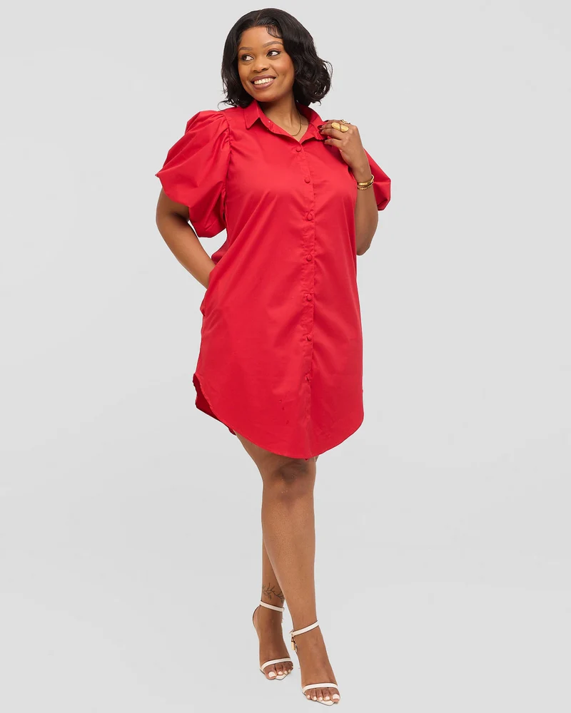 Inroses Butterfly Shirt Dress - Red