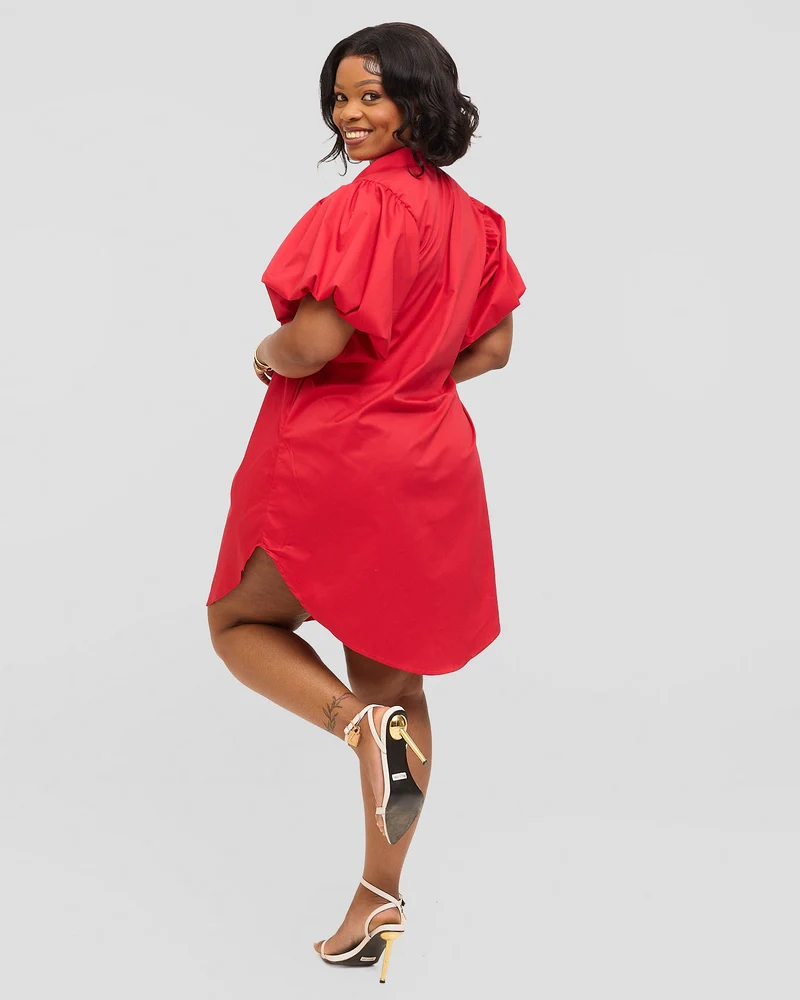 Inroses Butterfly Shirt Dress - Red