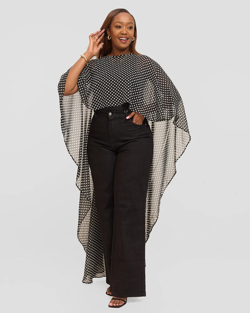 Inroses Monaco Long Kimono Top - Polka dot