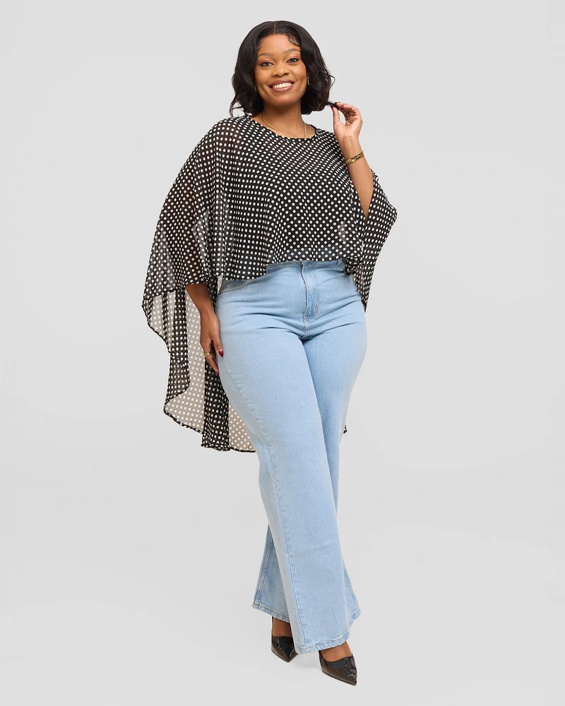 Inroses Monaco Short Kimono Top - Polka Dot