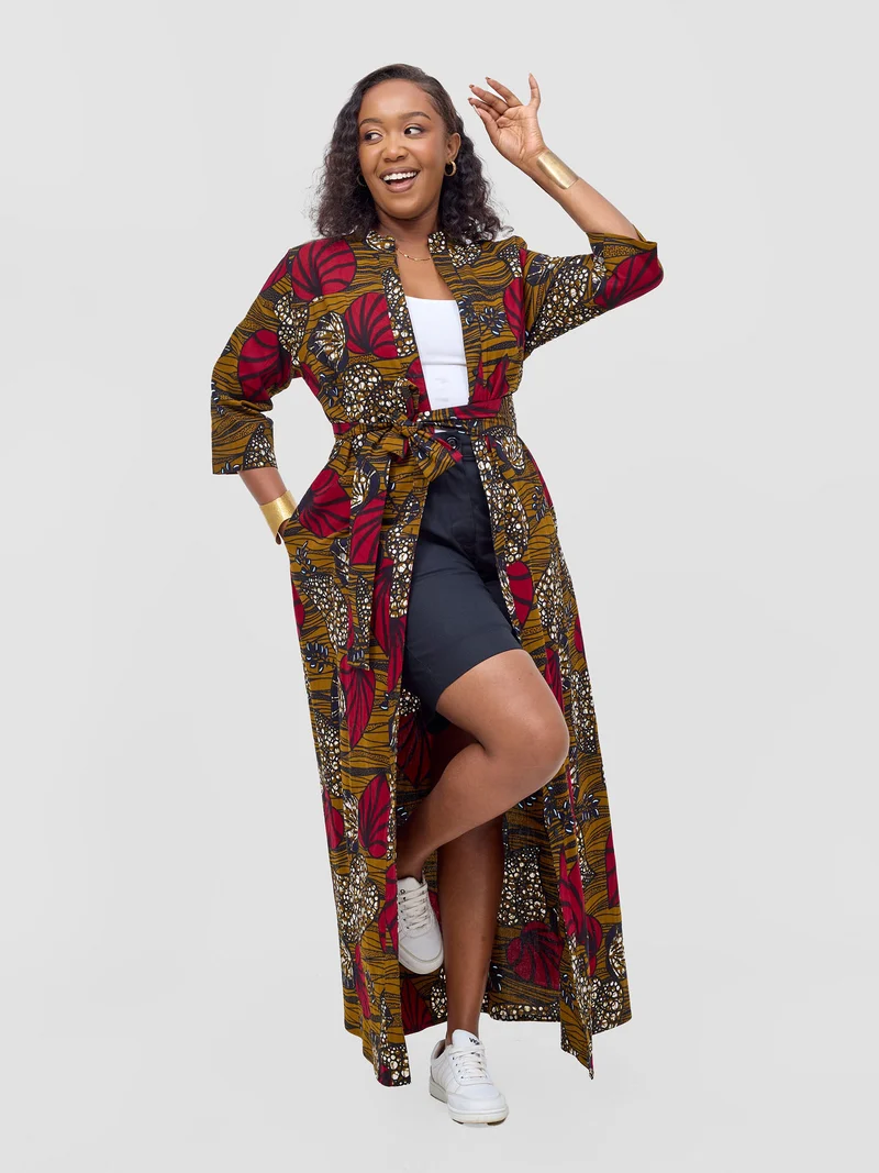 Safari by Vivo Kitenge 3/4 sleeve Maxi Dress - Sipo Print