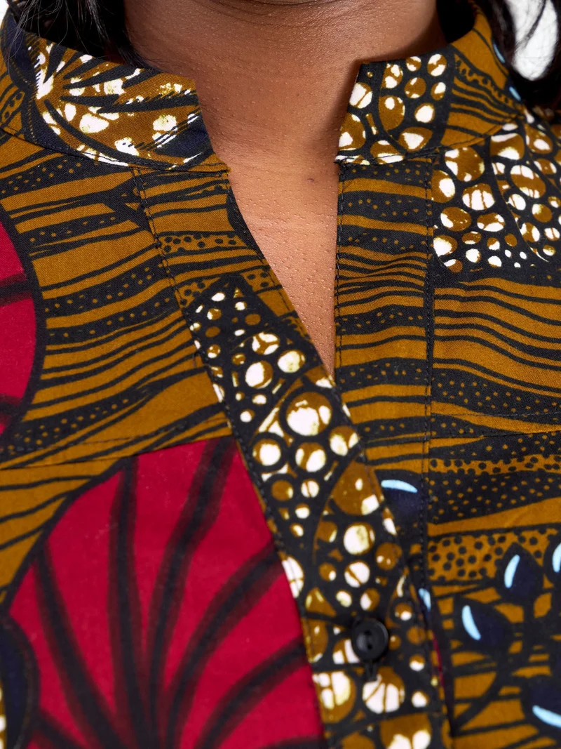 Safari by Vivo Kitenge 3/4 sleeve Maxi Dress - Sipo Print