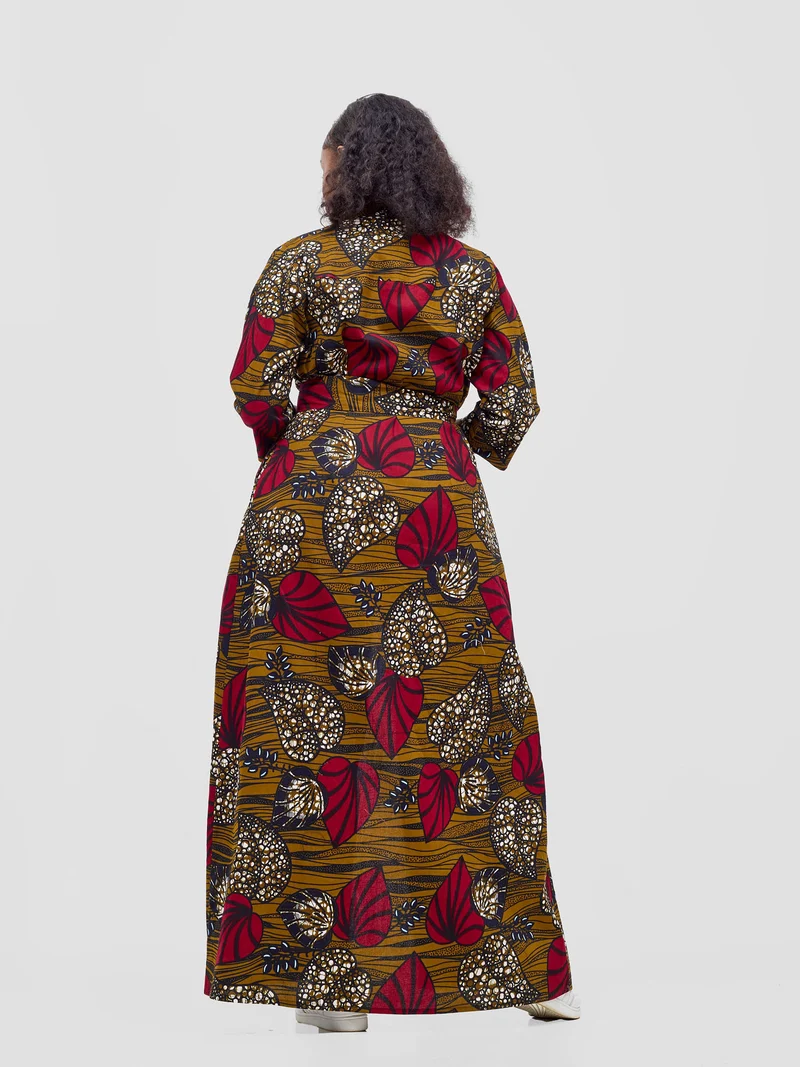 Safari by Vivo Kitenge 3/4 sleeve Maxi Dress - Sipo Print