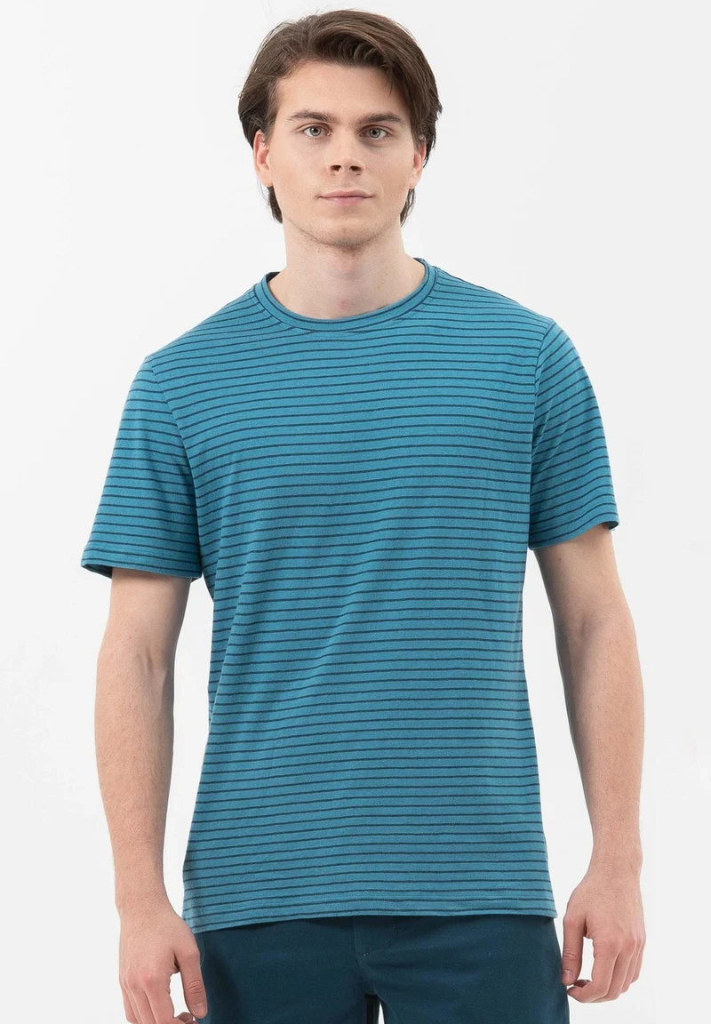 Gestreiftes T-Shirt aus Bio-Baumwolle mit Leinen