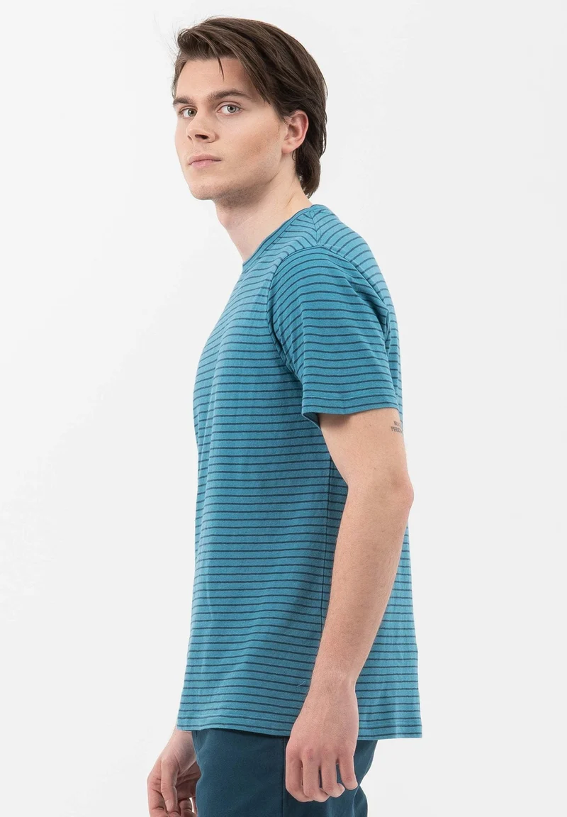 Gestreiftes T-Shirt aus Bio-Baumwolle mit Leinen