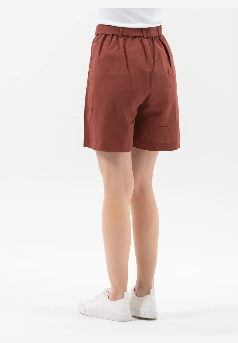 Shorts aus Leinengemisch mit Bindegürtel