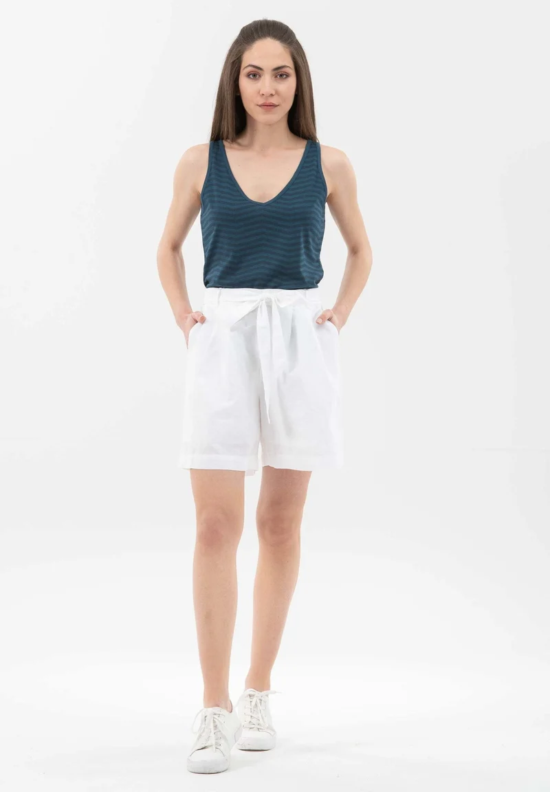Shorts aus Leinengemisch mit Bindegürtel