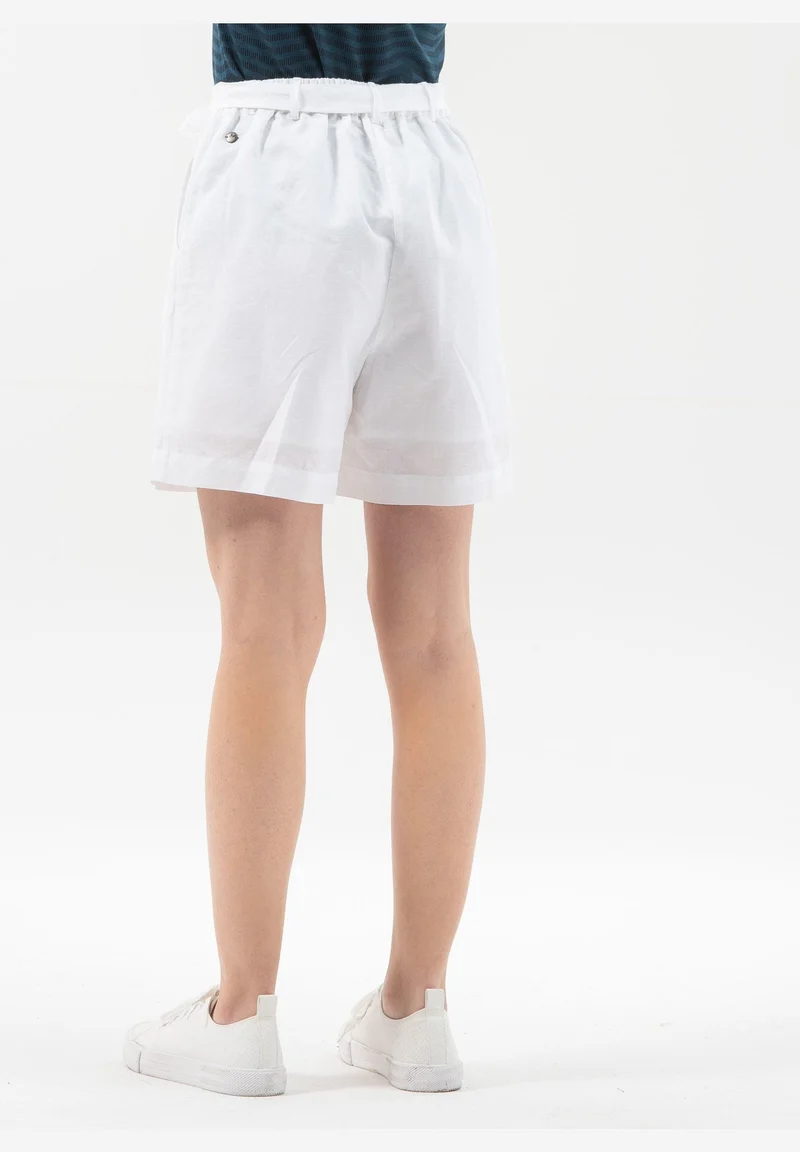 Shorts aus Leinengemisch mit Bindegürtel