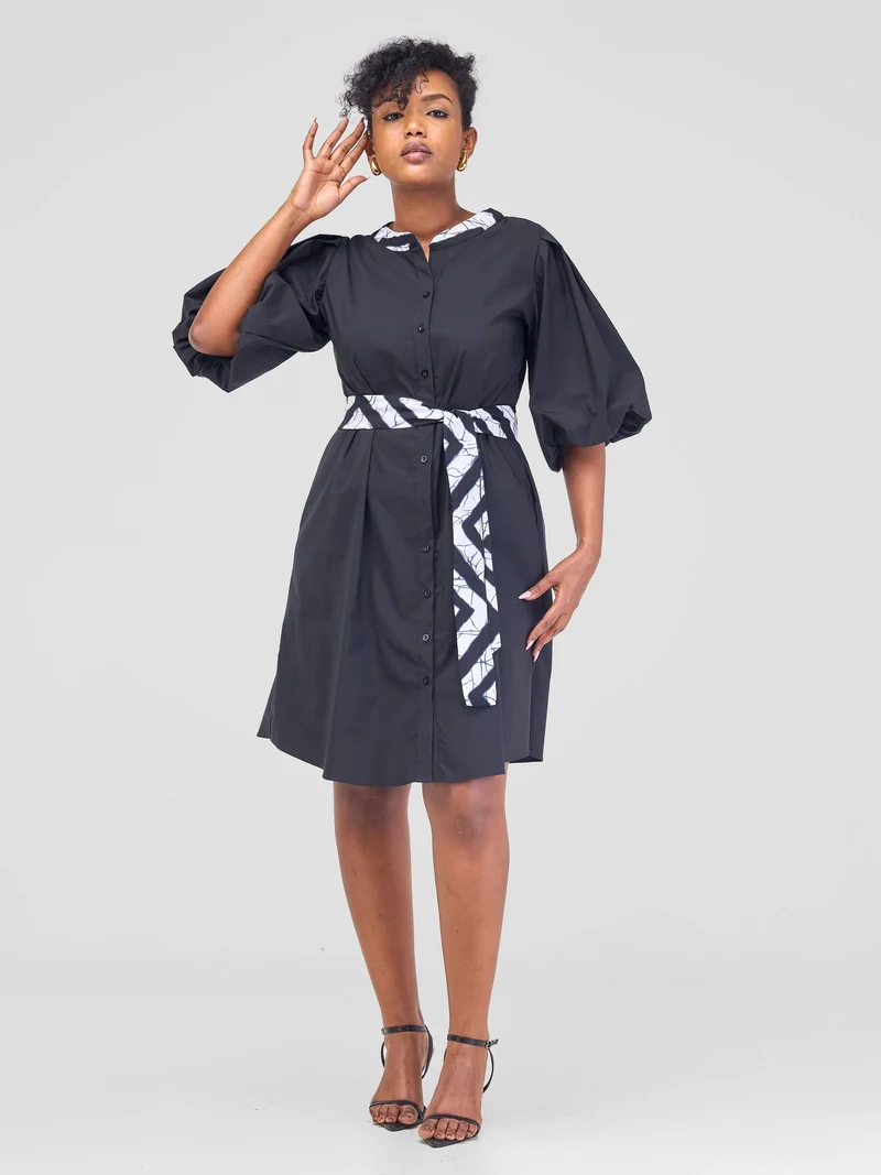 Safari Mali Bishop Sleeve Tent Dress - Black