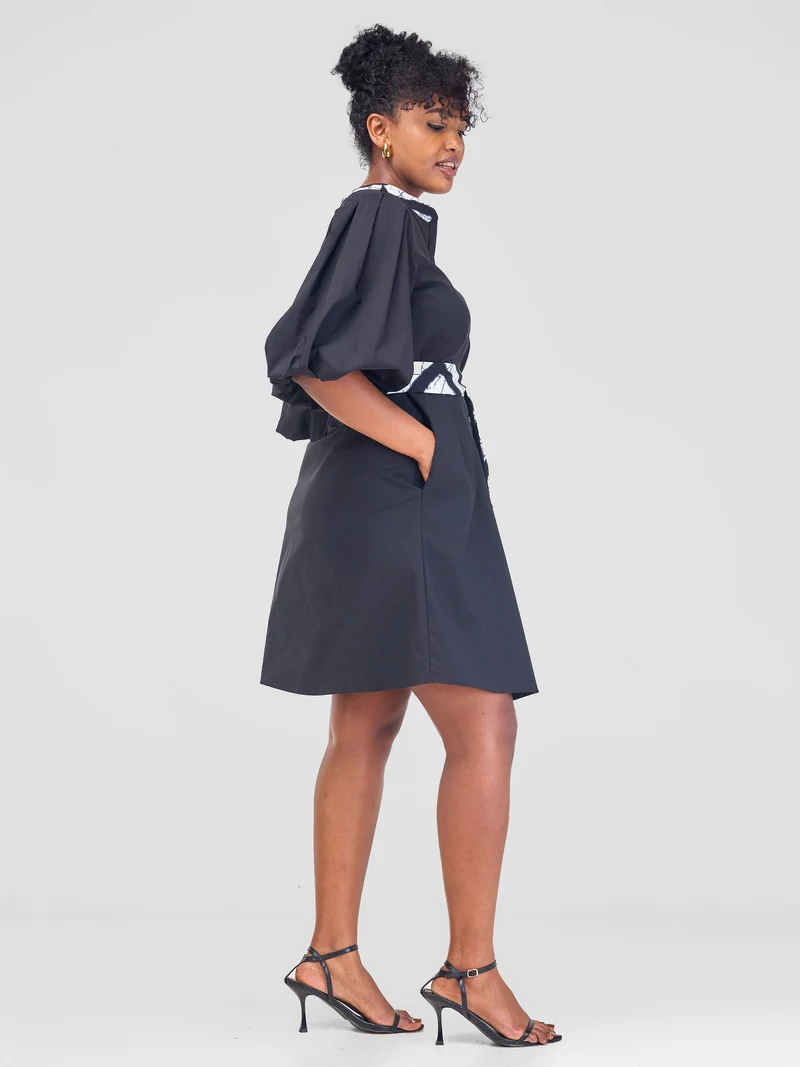 Safari Mali Bishop Sleeve Tent Dress - Black