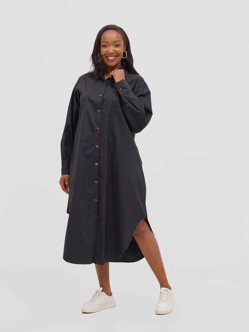 Safari by Vivo Mansi Bishop Sleeve Shacket - Black