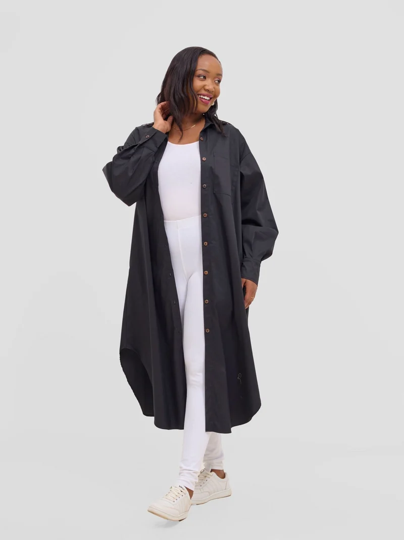 Safari by Vivo Mansi Bishop Sleeve Shacket - Black