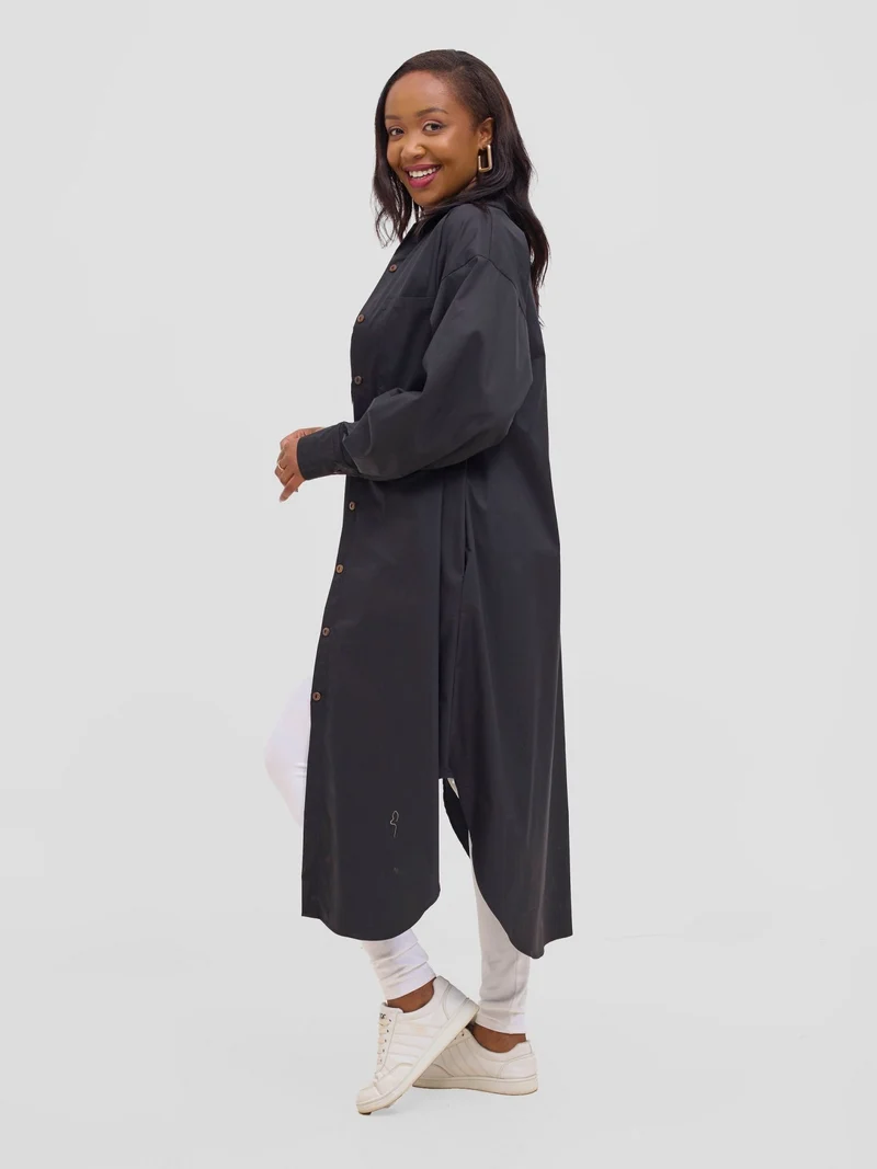 Safari by Vivo Mansi Bishop Sleeve Shacket - Black